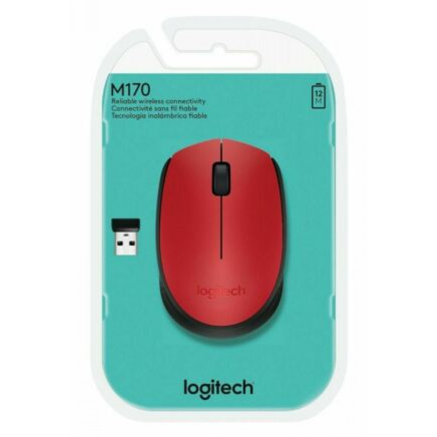 Logitech M170 - Ratón - diestro y zurdo Rojo (caja)